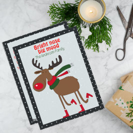 キュートなトナカイのクリスマスウィッシュ ブラックレトロ はがき シーズンカード