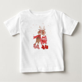 キュートなトナカイのクリスマススウェットシャツ – ふかふか3D ベビーTシャツ