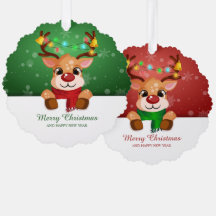 キュートなトナカイのデュオ ライト ジングルベル クリスマス
