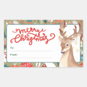 キュートなトナカイのメリークリスマスライト 長方形シール (正面)