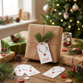 キュートなトナカイの赤いボタンの鼻 クリスマスのギフトに ギフトタグ