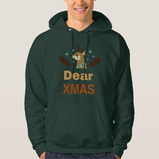 キュートなトナカイの駄洒落 Dear Xmas ホリデーアート パーカ (正面)