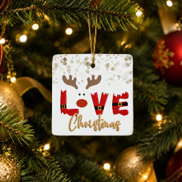 キュートなトナカイ LOVE クリスマス オーナメント