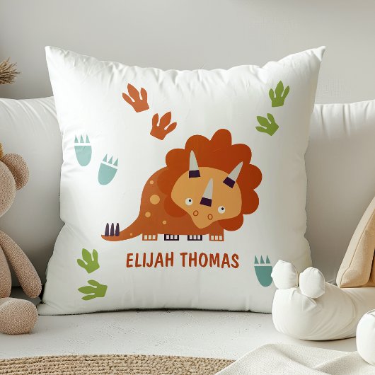 キュートなトリケラトプスカスタム恐竜パーソナライズされた クッション