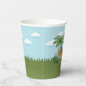 キュートなトリケラトプス恐竜トロピカルキッドの誕生日 紙コップ (右)