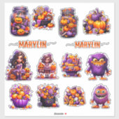 キュートなトリックカスタムまたはカラフルキャンディを扱う一組 シール (シート)