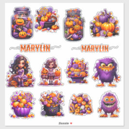 キュートなトリックカスタムまたはカラフルキャンディを扱う一組 シール