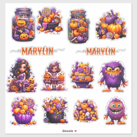 キュートなトリックカスタムまたはカラフルキャンディを扱う一組 シール (シート)