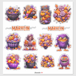 キュートなトリックカスタムまたはカラフルキャンディを扱う一組 シール