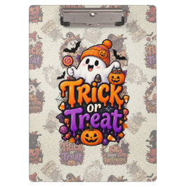 キュートなトリック・オア・トリートの幽霊のハロウィン用クリップボード クリップボード