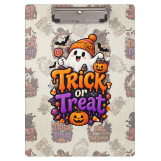 キュートなトリック・オア・トリートの幽霊のハロウィン用クリップボード クリップボード