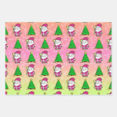 キュートなトリプルディライトクリスマス ラッピングペーパーシート (正面3)