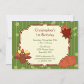 キュートなトルコとカボチャ感謝祭1st誕生日 招待状 (裏面)