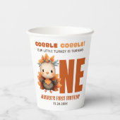 キュートなトルコ秋の感謝祭1st誕生日パーティー 紙コップ (裏面)