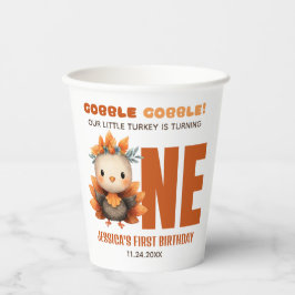 キュートなトルコ秋の感謝祭1st誕生日パーティー 紙コップ