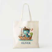 キュートなトレックス恐竜ボート船長 トートバッグ (正面)