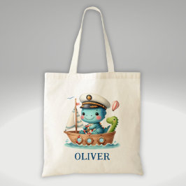 キュートなトレックス恐竜ボート船長 トートバッグ