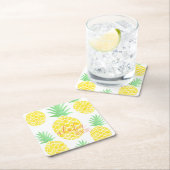 キュートなトロピカルウォーターカラーパイナップルアロハビーチ スクエアペーパーコースター (インサイチュ)