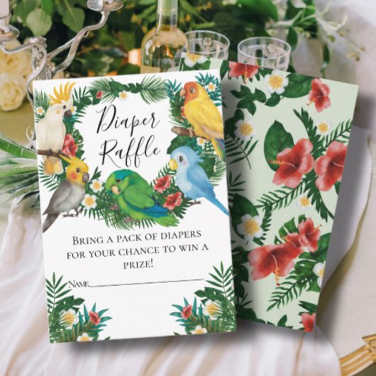 キュートなトロピカルエキゾチックベビーパロツオムツラッフルエン エンクロージャーカード
