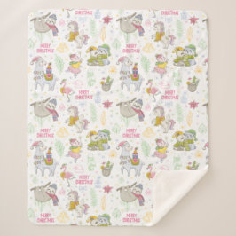 キュートなトロピカルクリスマス シェルパブランケット