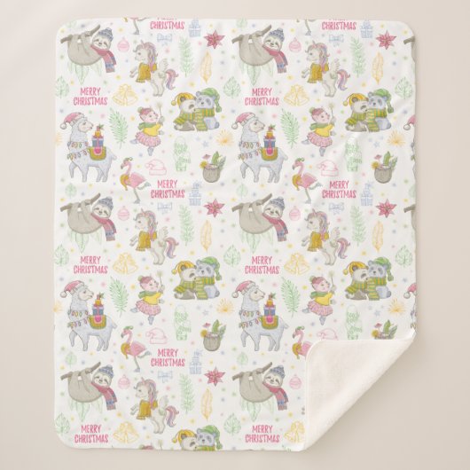 キュートなトロピカルクリスマス シェルパブランケット (正面)