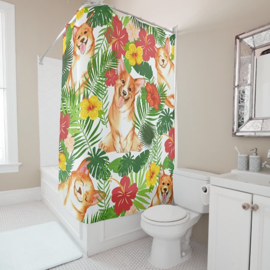 キュートなトロピカルコカラフルギ シャワーカーテン (インサイチュ)