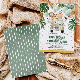 キュートなトロピカルサファリージャングル動物ベビーシャワー 招待状