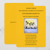 キュートなトロピカルサマーサンセットバースデー 招待状 (正面/裏面)