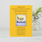 キュートなトロピカルサマーサンセットバースデー 招待状 (スタンド正面)