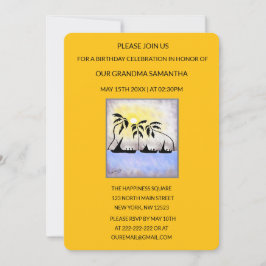 キュートなトロピカルサマーサンセットバースデー 招待状