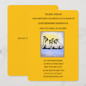 キュートなトロピカルサマーサンセットバースデー 招待状 (正面/裏面)