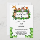 キュートなトロピカルジャングルサファリワイルドワン1st 招待状 (正面)