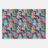 キュートなトロピカルジャングルタイルフローラ ラッピングペーパーシート (正面3)