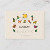 キュートなトロピカルジャングルベビーシャワーおむつラッフル エンクロージャーカード (正面)