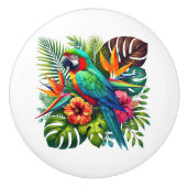 キュートなトロピカルビーチハウスパロット セラミックノブ (正面)