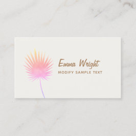 キュートなトロピカルピンクウォーターカラーパームブランチ 名刺