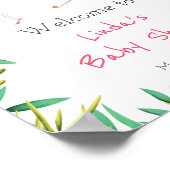 キュートなトロピカルフラミンゴツインズベビーシャワー ポスター (角)