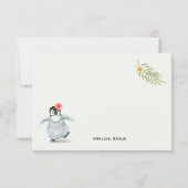 キュートなトロピカルペンギンピンクの動物の女の子ベビーシャワー サンキューカード (裏面)