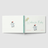 キュートなトロピカルペンギンピンクの女の子の赤ちゃんシャワー ゲストブック (全面)