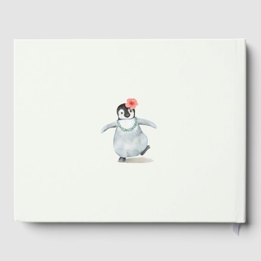 キュートなトロピカルペンギンピンクの女の子の赤ちゃんシャワー ゲストブック (裏面)