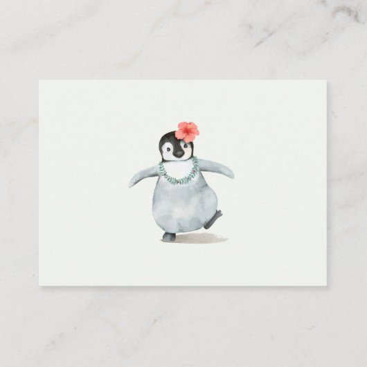 キュートなトロピカルペンギンピンクの女の子ディスプレイシャワー エンクロージャーカード (裏面)