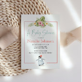 キュートなトロピカルペンギンピンクベビーガールベビーシャワー 招待状