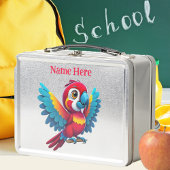 キュートなトロピカルマカオオウム鳥の漫画グラフィック メタルランチボックス