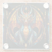 キュートなドラゴンステンドグラスモザイクデザイン ガラスコースター (裏面)