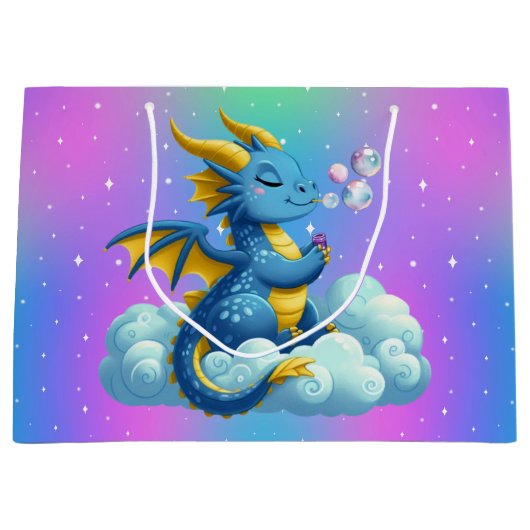 キュートなドラゴン+ファンタジー ラージペーパーバッグ (正面)