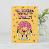 キュートなドーナツの駄洒落 Oh Honey Dew Nut Worry 励まし サンキューカード (スタンド正面)