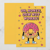 キュートなドーナツの駄洒落 Oh Honey Dew Nut Worry 励まし サンキューカード (正面/裏面)