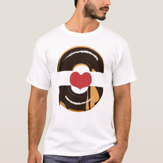 キュートなドーナツハートカップルデザイン Tシャツ
