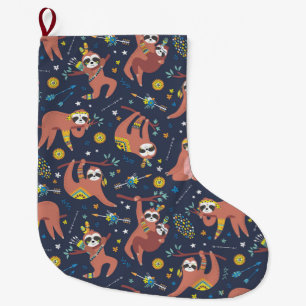 キュートなナマケモノの大きなクリスマスストッキング ラージクリスマスストッキング