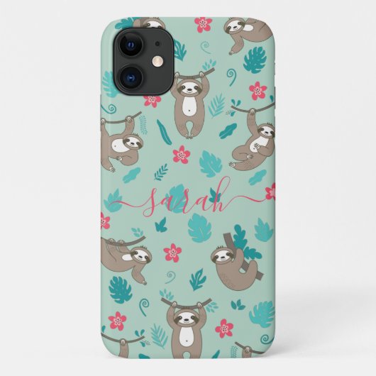 キュートなナマケモノの柄 オリジナル名入れ Case-Mate iPhoneケース (裏面)